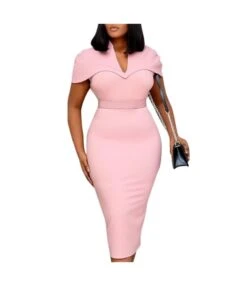 Wholesale Skinny Solid Officewear Midi Dress SD162174