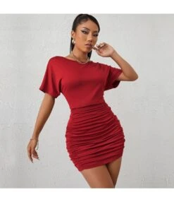 Women Plain Color Short Sleeve Round Neck Pleated Wholesale Ruched Dresses SDN580795 10 Women Plain Color Short Sleeve Round Neck Pleated Wholesale Ruched Dresses SDN580795 -NIKA Clothing Shop 0445e797 458a 44e9 ba35 4c1d59a8584e 11ec91c41817f416f212e7f35cd33b73