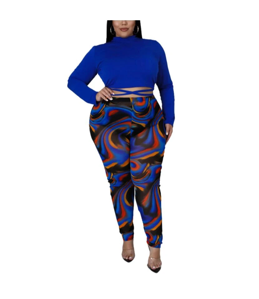 Irregular Stripes Tie Rope Slim Fit Suit Plus Size Two Piece Sets Wholesale SO163561 3 Irregular Stripes Tie Rope Slim Fit Suit Plus Size Two Piece Sets Wholesale SO163561