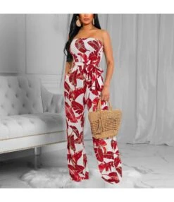 Printed Lace Up Strapless Loose Wide Leg Wholesale Jumpsuits With Pocket Vacation Clothes SJ168727 -NIKA Clothing Shop 0cf4e9d3 7956 47f7 a71e da273bb8d58b ea0f33c804063667602b5f78a8a36406