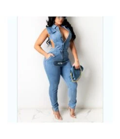 Sexy Hollow Denim Fitted Women'S Jump-Suit Wholesale Jumpsuits SJ59644