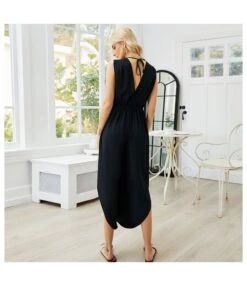 Solid Color Summer V-Neck High Waist Sleeveless Halterneck Split Irregular Wholesale Jumpsuits SD183949 -NIKA Clothing Shop 13984aa2 b2db 4ef6 af57 3a88b9c87d07 c7254fe792781241f52b674c080beee6