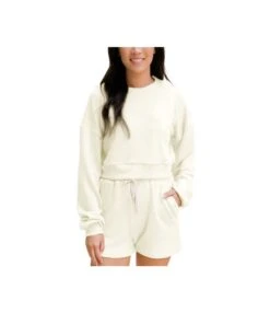Solid Color Crew Neck Pullover Long Sleeve Sweatshirt Shorts Wholesale Womens 2 Piece Sets N3823103000045 -NIKA Clothing Shop 16516a4cee3d41c4bbf1b0ad0120a3e0 5