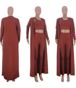 3-Piece Ribbed Knitted Tank Top Pants Match Cardigan Set -NIKA Clothing Shop 200810174 10