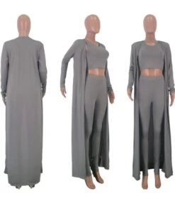 3-Piece Ribbed Knitted Tank Top Pants Match Cardigan Set -NIKA Clothing Shop 200810174 12