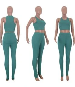 3-Piece Ribbed Knitted Tank Top Pants Match Cardigan Set -NIKA Clothing Shop 200810174 13