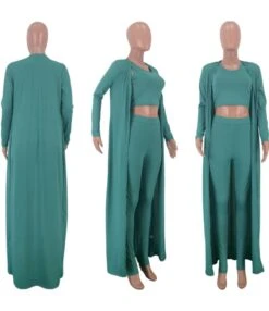 3-Piece Ribbed Knitted Tank Top Pants Match Cardigan Set -NIKA Clothing Shop 200810174 14