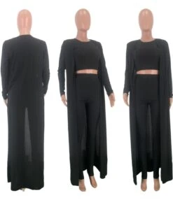 3-Piece Ribbed Knitted Tank Top Pants Match Cardigan Set -NIKA Clothing Shop 200810174 1