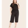2 Pieces Plus Size Raglan Sleeve Tee Match Crop Pants Set