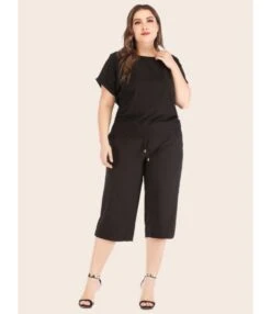 2 Pieces Plus Size Raglan Sleeve Tee Match Crop Pants Set