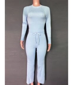 2 Pieces Rib-knit Top And Wide Leg Pants Outfit -NIKA Clothing Shop 201006865 7