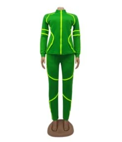 Hit Color Stand Collar Jacket And Drawcord Pants Set -NIKA Clothing Shop 201009682 13