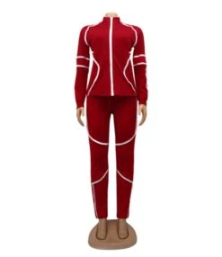 Hit Color Stand Collar Jacket And Drawcord Pants Set -NIKA Clothing Shop 201009682 14