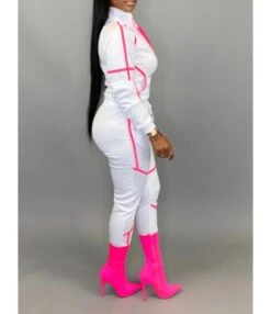 Hit Color Stand Collar Jacket And Drawcord Pants Set -NIKA Clothing Shop 201009682 6