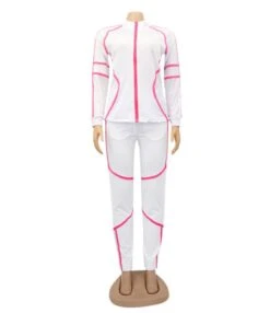 Hit Color Stand Collar Jacket And Drawcord Pants Set -NIKA Clothing Shop 201009682 9