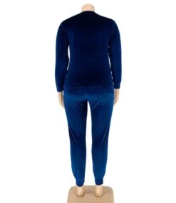 Plus Size Boss Girl Velvet Top Match Drawstring Pants Outfit -NIKA Clothing Shop 201102635 4