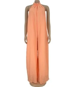 Backless Solid Color Wide-leg Mesh Halter Jumpsuit -NIKA Clothing Shop 201127121 7