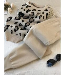 2-piece Knitted Leopard Sweater & Drawstring Pants Set -NIKA Clothing Shop 201222359 7 1