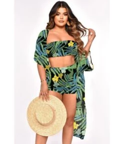 Womens 3 Piece Sets Causal Print Chiffon Tube Tops & Shorts & Cardigan Wholesale Women Clothing SON561739 -NIKA Clothing Shop 20220819042104460