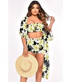 Womens 3 Piece Sets Causal Print Chiffon Tube Tops & Shorts & Cardigan Wholesale Women Clothing SON561739 -NIKA Clothing Shop 20220819042104555