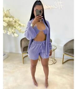 Womens 3 Piece Sets Sexy Bikini Tops & Shorts & Cardigan Solid Color Wholesale Women Clothing SON561738 -NIKA Clothing Shop 20220819042553966