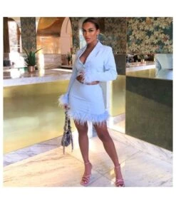 Hairy Long Sleeve Sexy Navel Blazers & Tight Skirt Fashion Suits Wholesale Women'S 2 Piece Sets SON536724 -NIKA Clothing Shop 20220908024830427