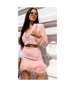 Hairy Long Sleeve Sexy Navel Blazers & Tight Skirt Fashion Suits Wholesale Women'S 2 Piece Sets SON536724 -NIKA Clothing Shop 20220908024830631 1