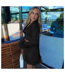 Hairy Long Sleeve Sexy Navel Blazers & Tight Skirt Fashion Suits Wholesale Women'S 2 Piece Sets SON536724 -NIKA Clothing Shop 20220908024831024