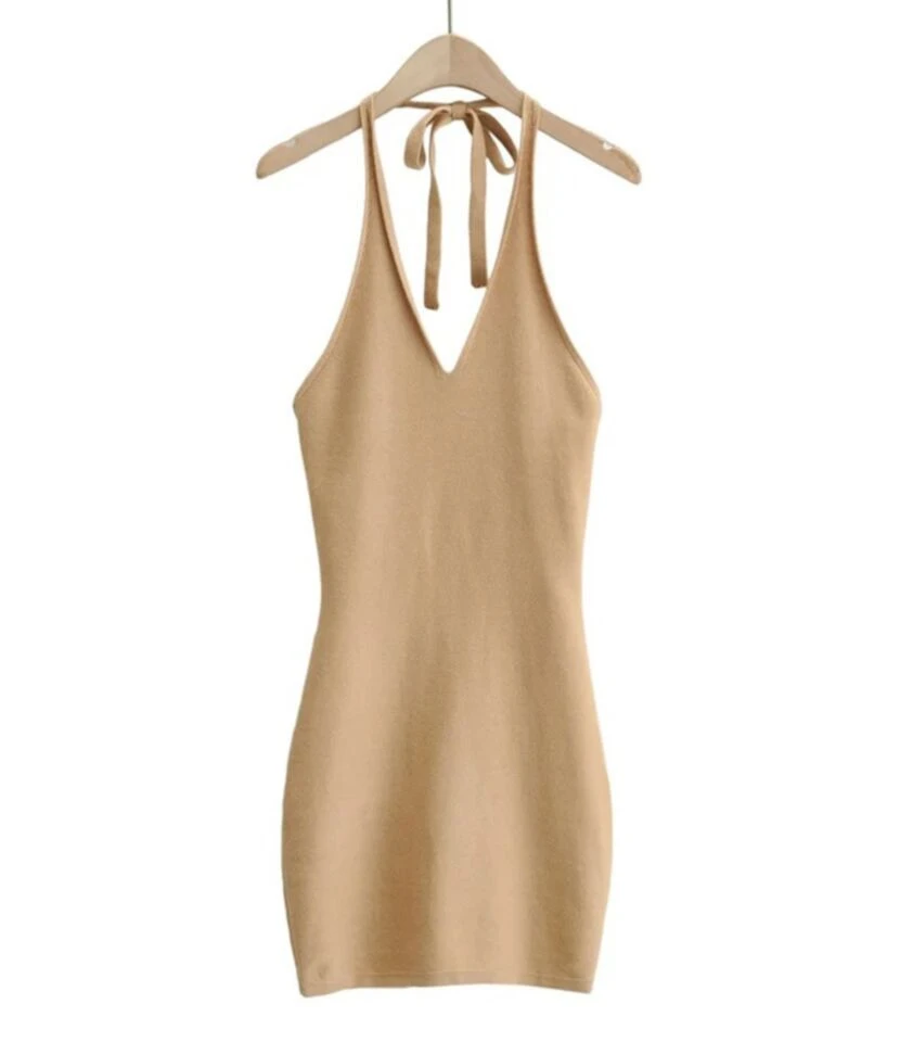 Two Pieces Jersey Set Crop Cardigan With Backless Halter Dress 11 Two Pieces Jersey Set Crop Cardigan With Backless Halter Dress - Image 9