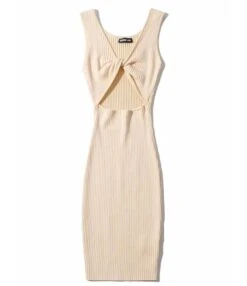 Reversible Knotted Rib-knit Tank Dress Cheap Wholesale Womens Clothing Dresses -NIKA Clothing Shop 210302838 12