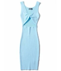 Reversible Knotted Rib-knit Tank Dress Cheap Wholesale Womens Clothing Dresses -NIKA Clothing Shop 210302838 1