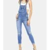 Rolled Hem Ripped Distressed Denim Bib Overalls -NIKA Clothing Shop 210330163 2