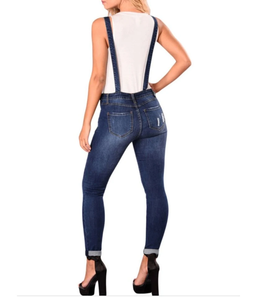 Rolled Hem Ripped Distressed Denim Bib Overalls 9 Rolled Hem Ripped Distressed Denim Bib Overalls - Image 7