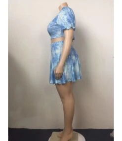 2-Piece Plus Size Tie Dye Crop Top And High Waist Pleated Skirt Set 12 2-Piece Plus Size Tie Dye Crop Top And High Waist Pleated Skirt Set -NIKA Clothing Shop 210409770 4