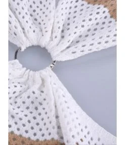 V-neck Cutout Stripe Knitted Beach Dress -NIKA Clothing Shop 210410081 5