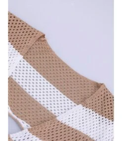 V-neck Cutout Stripe Knitted Beach Dress -NIKA Clothing Shop 210410081 6