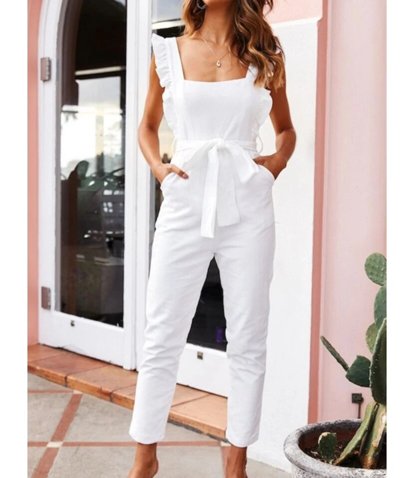 Fungus Trim Solid Color Jumpsuit With Belt 8 Fungus Trim Solid Color Jumpsuit With Belt - Image 6