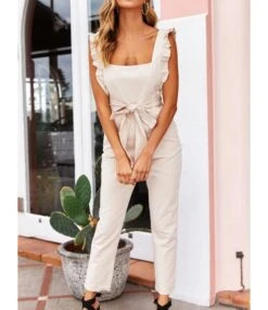 Fungus Trim Solid Color Jumpsuit With Belt 15 Fungus Trim Solid Color Jumpsuit With Belt -NIKA Clothing Shop 210513817 5 1