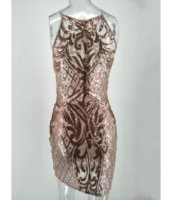 Sequin Detail Print Sling Bodycon Dress 210519047 -NIKA Clothing Shop 210519047 3