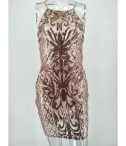 Sequin Detail Print Sling Bodycon Dress 210519047 -NIKA Clothing Shop 210519047 5