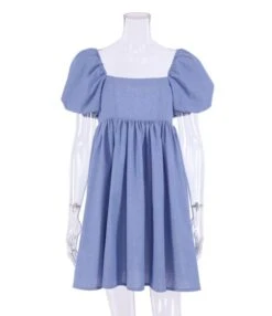 Square Collar Puffed Sleeves Plain Color Linen A-line Dress 210524703 21 Square Collar Puffed Sleeves Plain Color Linen A-line Dress 210524703 -NIKA Clothing Shop 210524703 6