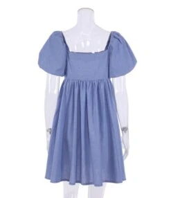 Square Collar Puffed Sleeves Plain Color Linen A-line Dress 210524703 23 Square Collar Puffed Sleeves Plain Color Linen A-line Dress 210524703 -NIKA Clothing Shop 210524703 8