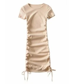 Solid Color Smock Lace-up Short Sleeve Bodycon Dress 210601979 19 Solid Color Smock Lace-up Short Sleeve Bodycon Dress 210601979 -NIKA Clothing Shop 210601979 2 1