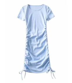 Solid Color Smock Lace-up Short Sleeve Bodycon Dress 210601979 14 Solid Color Smock Lace-up Short Sleeve Bodycon Dress 210601979 -NIKA Clothing Shop 210601979 3