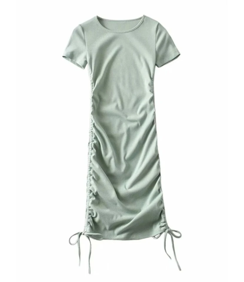 Solid Color Smock Lace-up Short Sleeve Bodycon Dress 210601979 9 Solid Color Smock Lace-up Short Sleeve Bodycon Dress 210601979 - Image 7