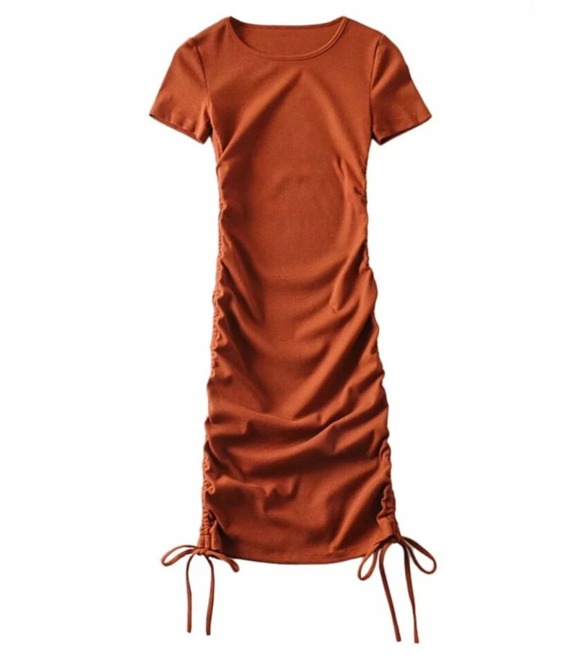 Solid Color Smock Lace-up Short Sleeve Bodycon Dress 210601979 11 Solid Color Smock Lace-up Short Sleeve Bodycon Dress 210601979 - Image 9