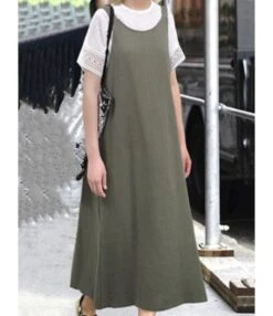 Plus Size Solid Color Casual Suspender Dress Wholesale 210602709 -NIKA Clothing Shop 210602709 3