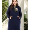 Plus Size Color Block Drawstring Pocket Detail Long Sleeves Hooded Dress 210621903 -NIKA Clothing Shop 210621903 2 1