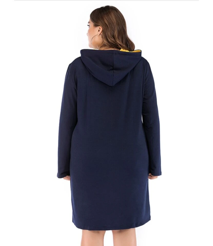 Plus Size Color Block Drawstring Pocket Detail Long Sleeves Hooded Dress 210621903 6 Plus Size Color Block Drawstring Pocket Detail Long Sleeves Hooded Dress 210621903 - Image 4