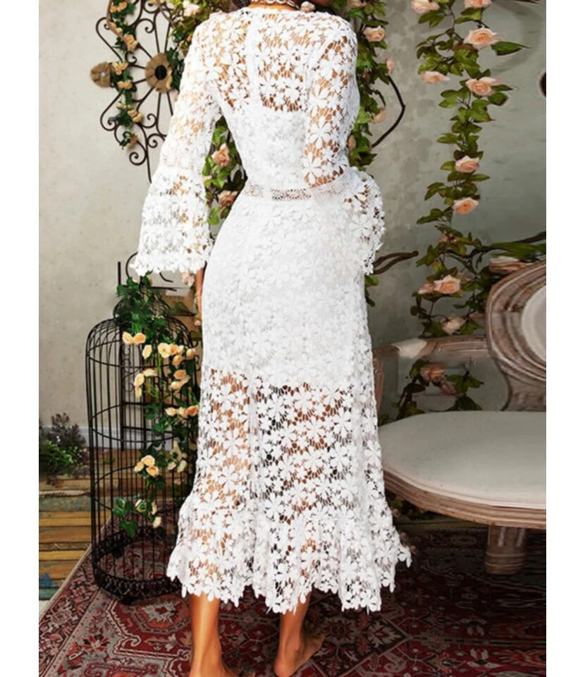 V Neckline Lace Hollow Swing Dress 210628134 5 V Neckline Lace Hollow Swing Dress 210628134 - Image 3